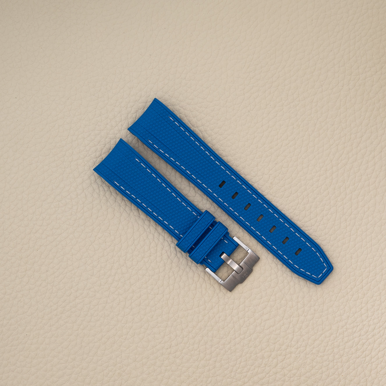 Moonswatch rubberstrap - Blue stitch