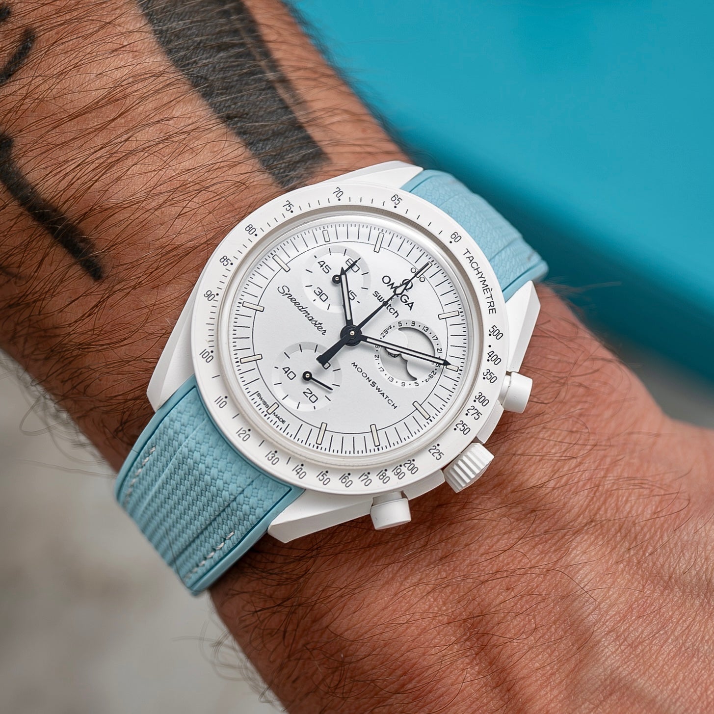 Moonswatch rubberstrap - Light Blue