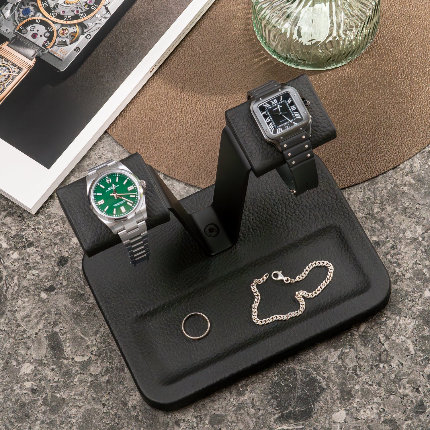 Gullwing Watch Stand Valet - Black/Black